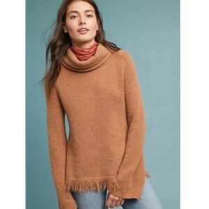 Anthropologie Akemi + Kin Plush Turtleneck Aruna Fringe Sweater
